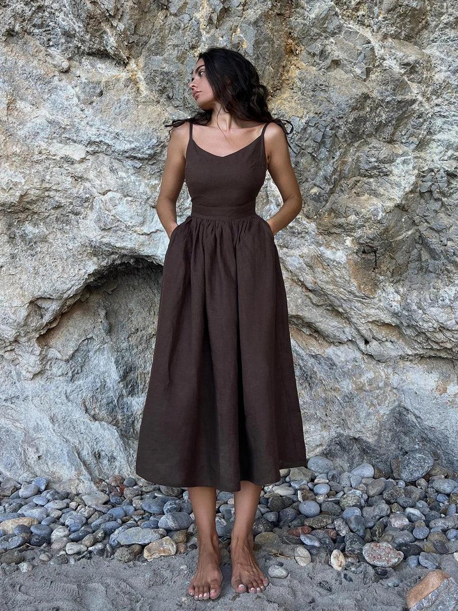 Sommarstrands vintage charm klänning - Elegant strandmode - WIQ