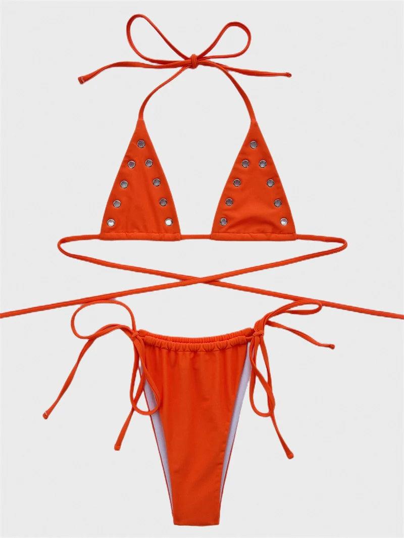 Strand Skönhet Halter Bikini Set med Omslags-Topp - WIQ