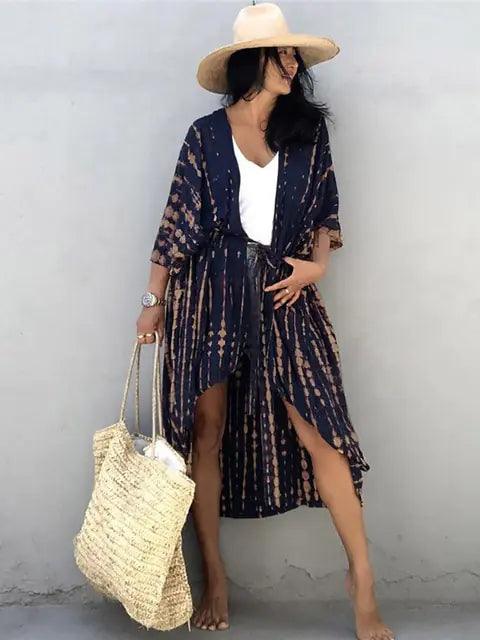 Strand Skönhet: Tie Dye Kimono Klänning för Sommar Dagar - WIQ