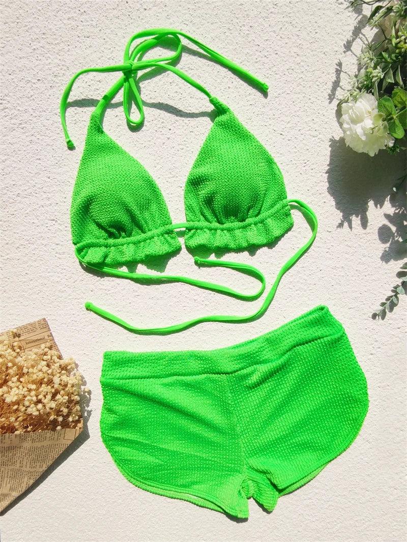 Strandglädje Grön Bikini Set med Push-Up-effekt - WIQ