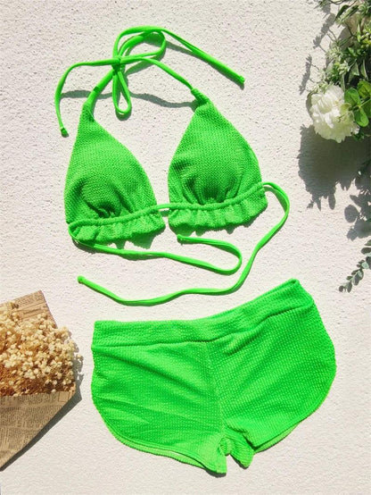 Strandglädje Grön Bikini Set med Push-Up-effekt - WIQ