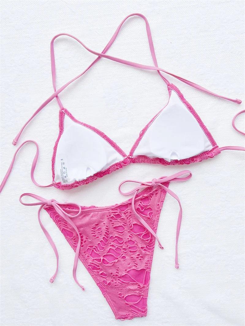 Strandklar Högskuren Bikini med Eleganta Veckningar - WIQ