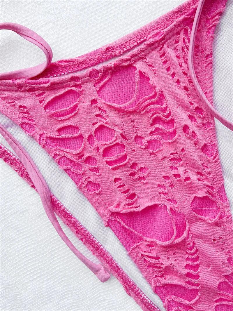 Strandklar Högskuren Bikini med Eleganta Veckningar - WIQ