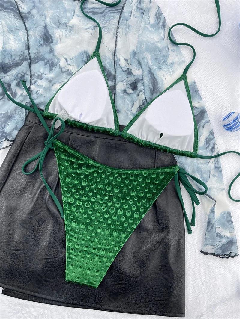 Svart Sammet Bikini med Högskuren Design - Sexig och Stilfull - WIQ