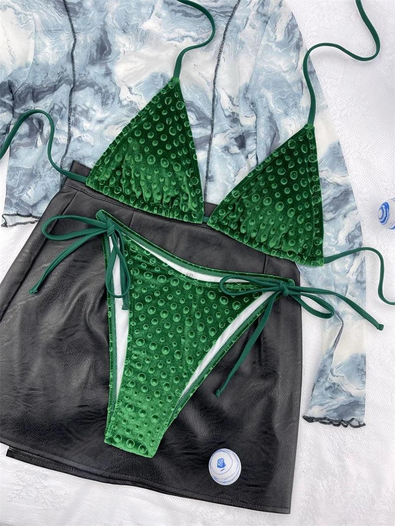 Svart Sammet Bikini med Högskuren Design - Sexig och Stilfull - WIQ