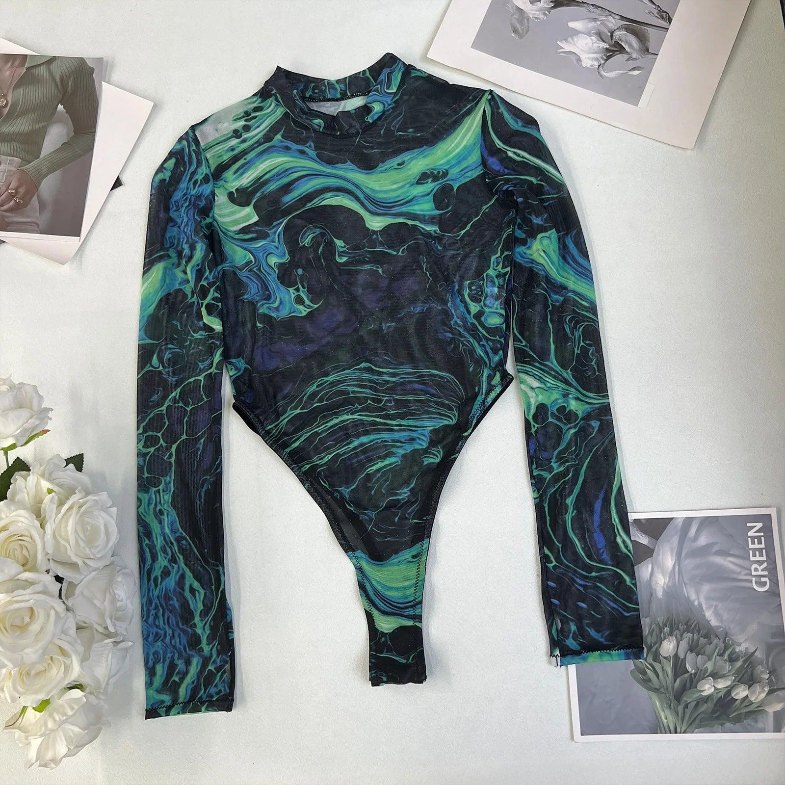 Tie Dye Bodysuit med Spetsdetaljer för Stil och Komfort - WIQ