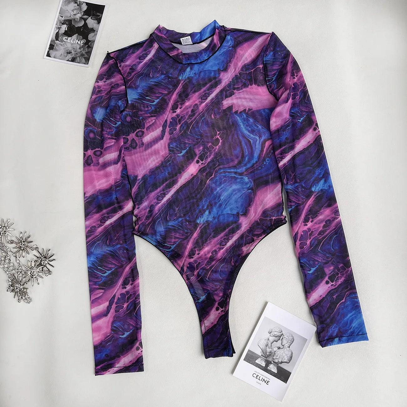 Tie Dye Bodysuit med Spetsdetaljer för Stil och Komfort - WIQ