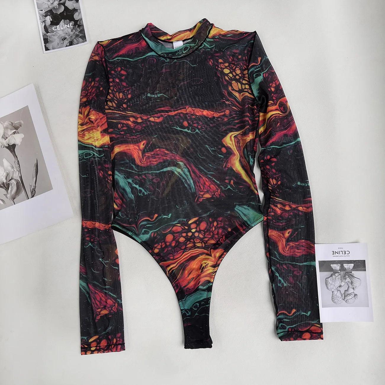 Tie Dye Bodysuit med Spetsdetaljer för Stil och Komfort - WIQ