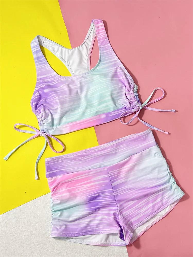 Tie-Dye Halter Bikini Set med Justerbar Dragsko - WIQ