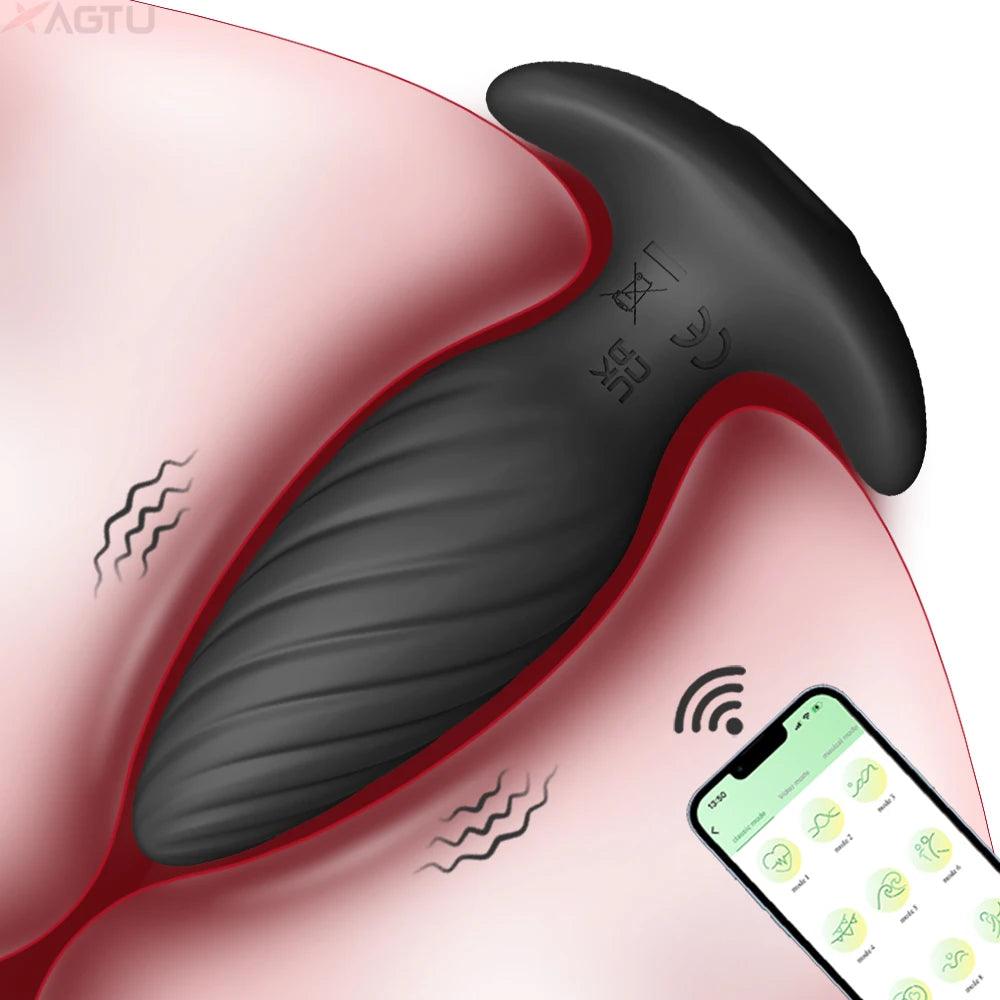 Trådlös Bluetooth Analplugg Vibrator för Prostatastimulering - Premium Metallkonstruktion och 9 Lägen - Unisex Njutningsleksak - WIQ