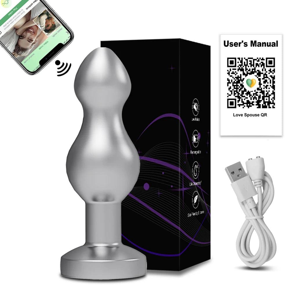 Trådlös Metall Analtränare Vibrator med Bluetooth & 7 Lägen - WIQ