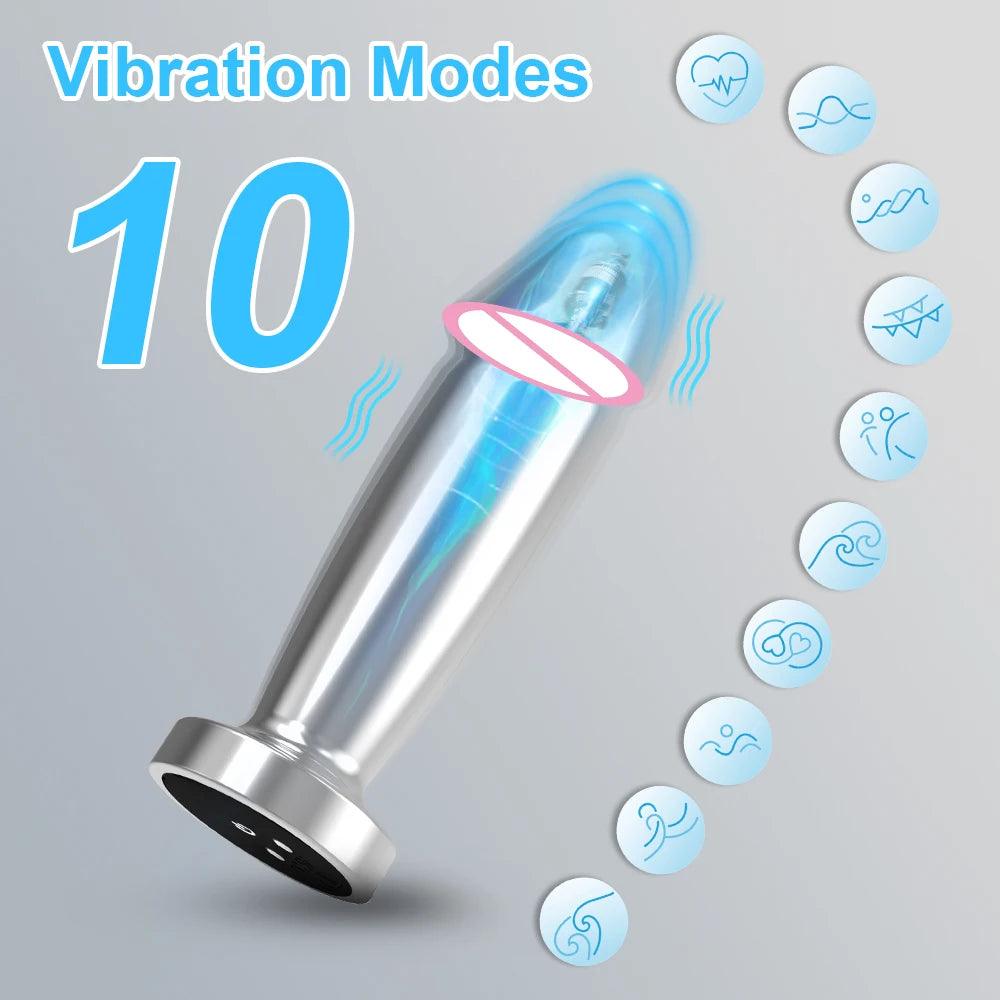 Trådlös Metall Analtränare Vibrator med Bluetooth & 7 Lägen - WIQ