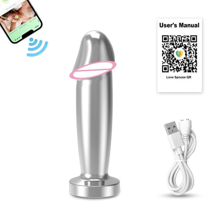 Trådlös Metall Analtränare Vibrator med Bluetooth & 7 Lägen - WIQ