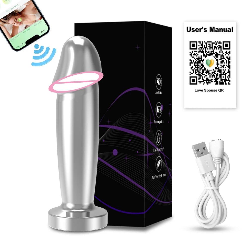 Trådlös Metall Analtränare Vibrator med Bluetooth & 7 Lägen - WIQ