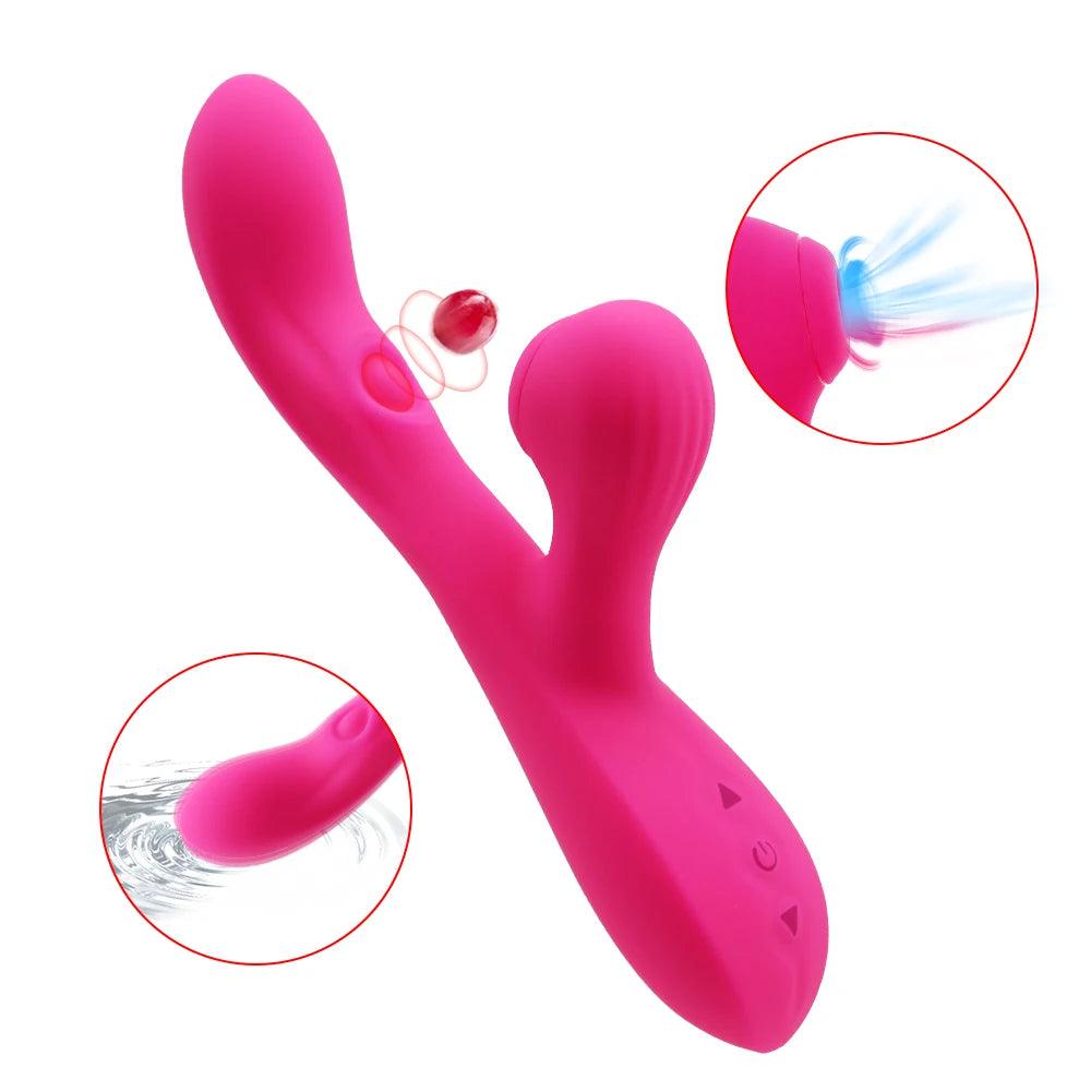 Ultimat G-Punkts Kanin Dildo med Sug & Vibrationer - WIQ