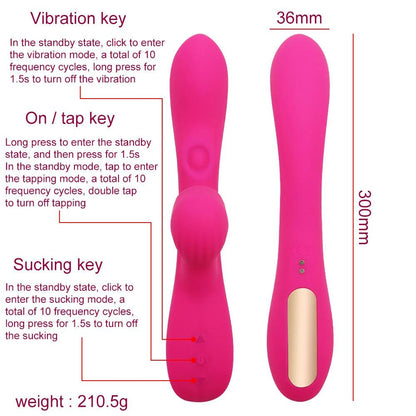 Ultimat G-Punkts Kanin Dildo med Sug & Vibrationer - WIQ