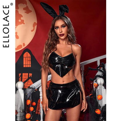 Ultimat Neonrosa Latexset - Kvinna 3-delars Bunny - WIQ