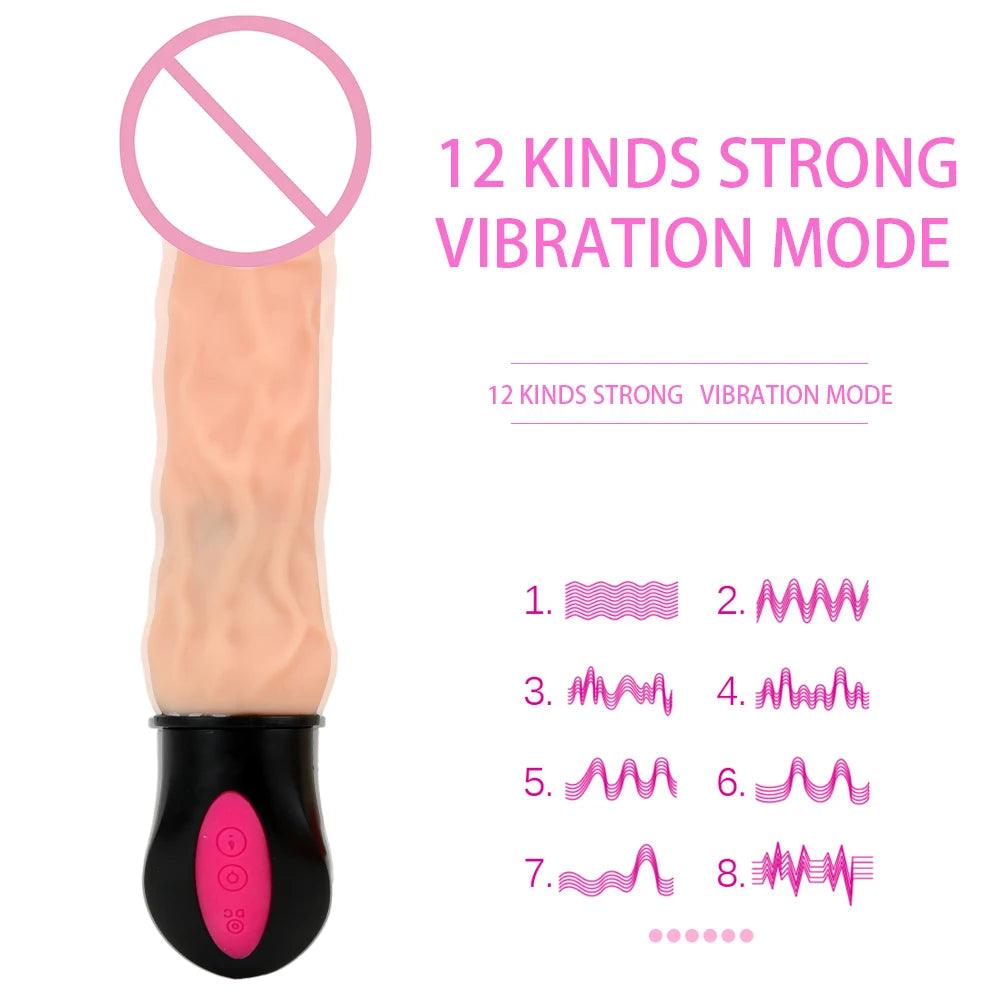 Uppvärmd Dildo med Vibrationsfunktioner - Silikonkvalitet - WIQ