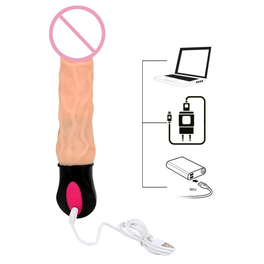 Uppvärmd Dildo med Vibrationsfunktioner - Silikonkvalitet - WIQ