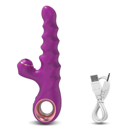 Värmande Thrusting Vibrator med Klitorsug - Lila - WIQ