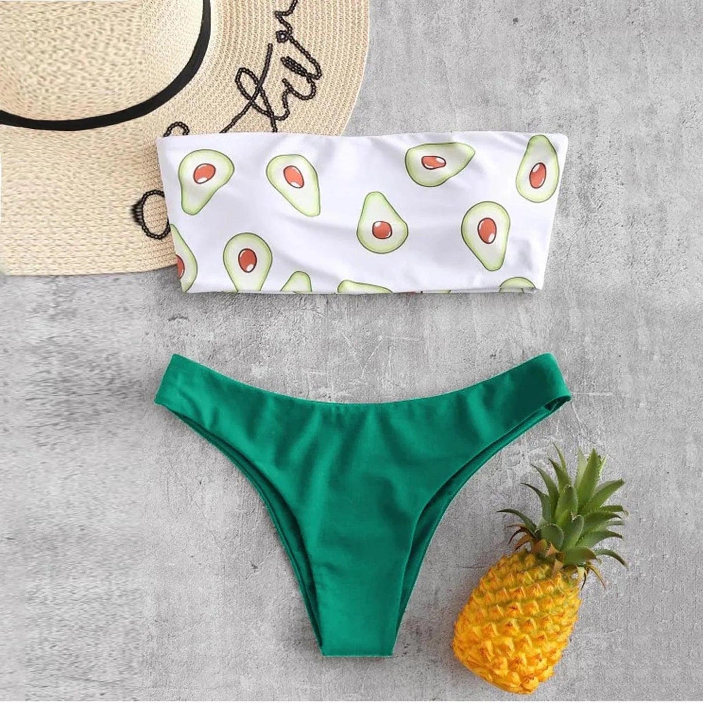 Vattenmelon Bandeau Bikini Set med Unik Design - WIQ