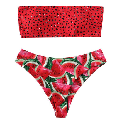 Vattenmelon Bandeau Bikini Set med Unik Design - WIQ