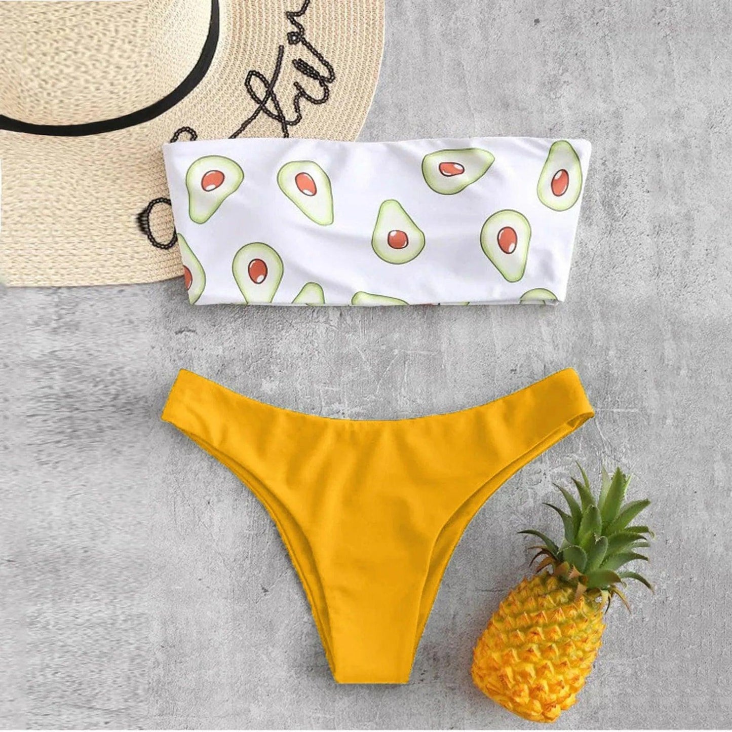 Vattenmelon Bandeau Bikini Set med Unik Design - WIQ