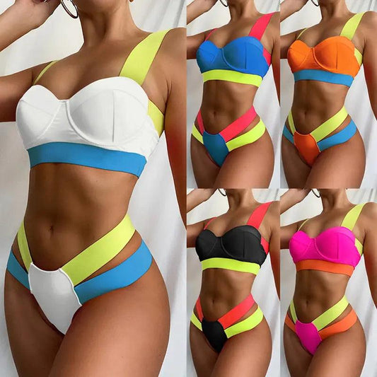 Badande Neon Patchwork Push-Up Bikini Set
Bikini i neonpatchwork med push-up-effekt - WIQ