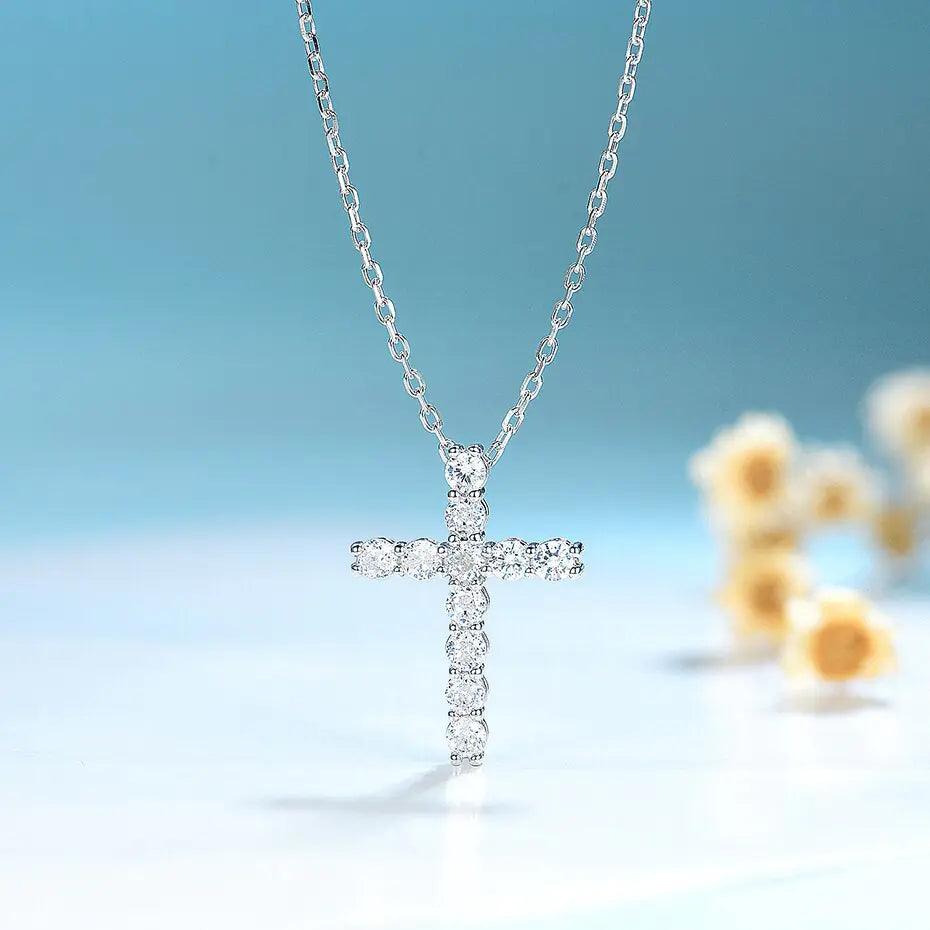 Elegant Moissanite Korshänge - Silver Smycken för Kvinnor - WIQ