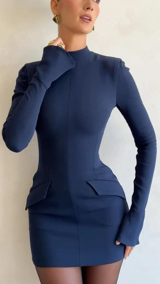 Elegant Safirblå Miniklänning - WIQ