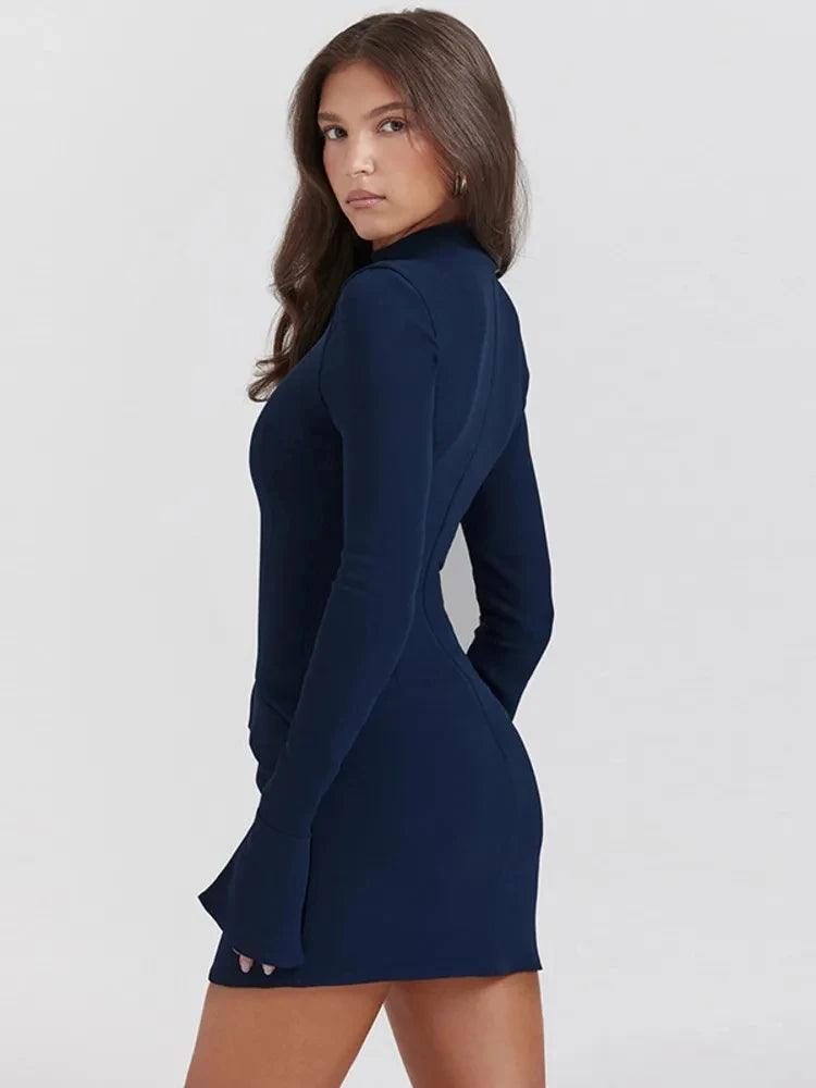 Elegant Safirblå Miniklänning - WIQ