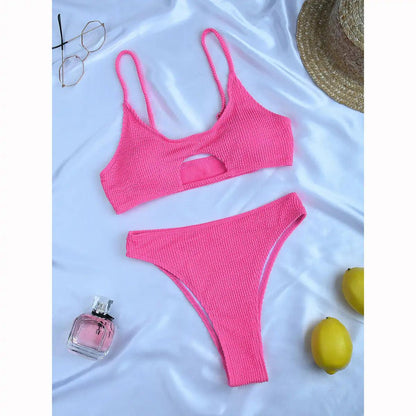 Förtrollande Räfflat Bikini Set - WIQ