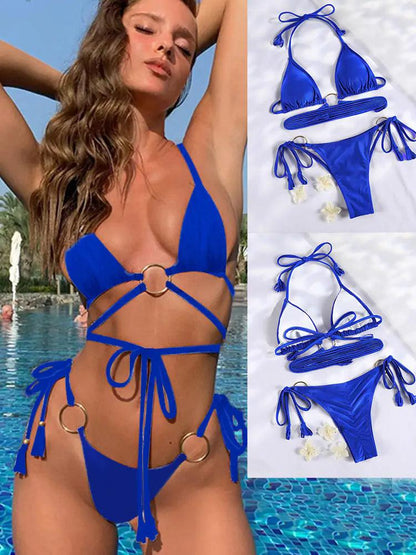 Lockande Triangel Bikini Set med Dubbelsidig Design - WIQ