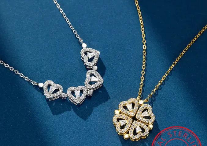Lycklig Klöverkärlek Hänge - Hjärtformat Smycke med Tur - WIQ