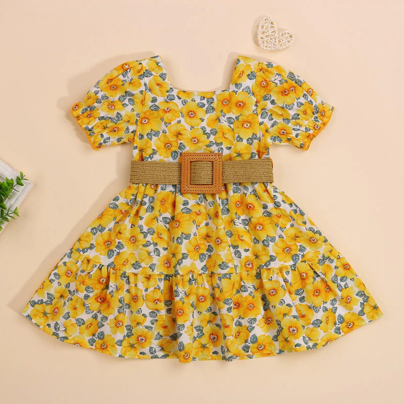 Sommarblommig Prinsessklänning för Småflickor - WIQ