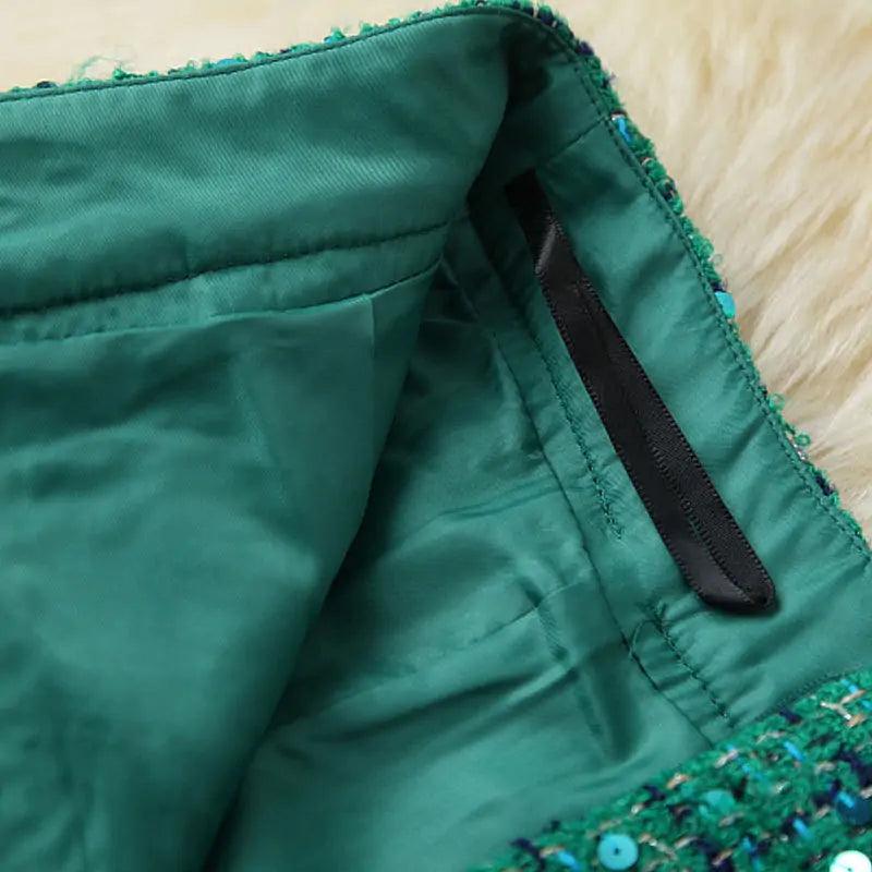 Vinter Tweed Kostymset med Grön Jacka - WIQ